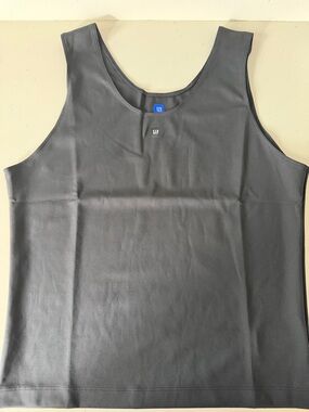 GAP Black Faux Leather Scoop Neck Tank